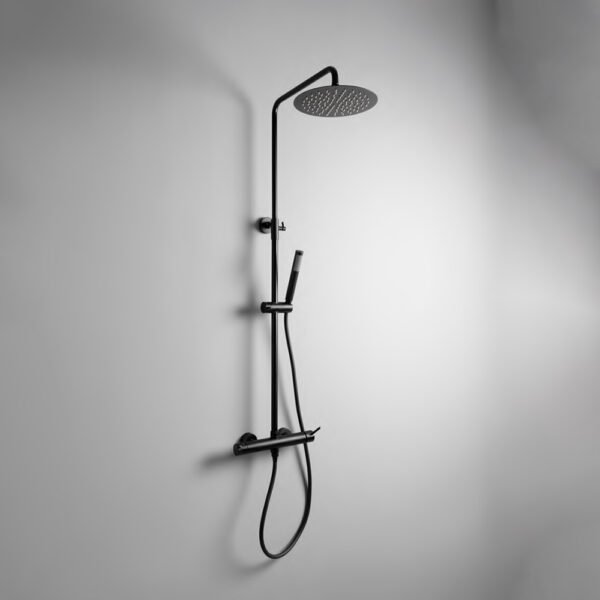 Colonna doccia meccanica Tritone Tamanaco nero matt con rubinetteria, soffione e doccetta per arredo bagno – Tuttidea