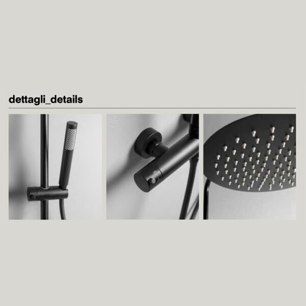 Dettagli colonna doccia meccanica Tritone Tamanaco nero matt con rubinetteria, soffione e doccetta per arredo bagno – Tuttidea