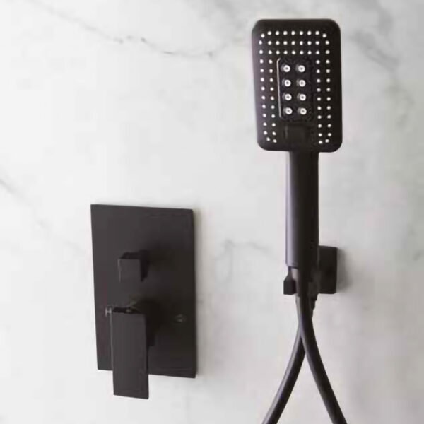 Set doccia rettangolare Nero Matt Tamanaco, vista alternativa 1 per arredo bagno