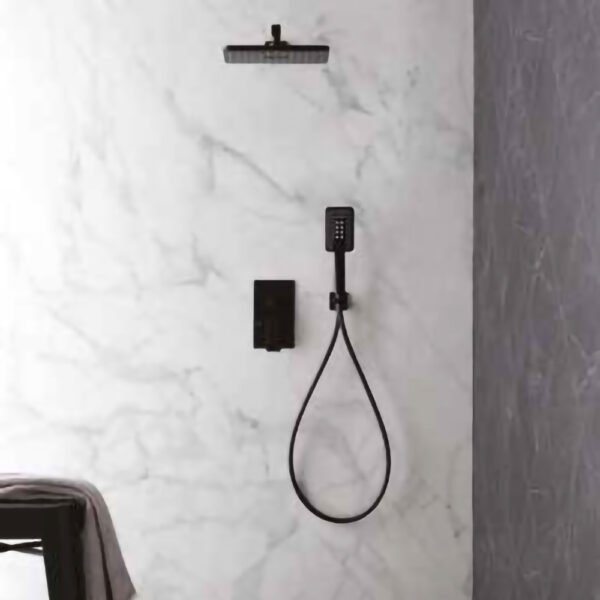 Set doccia rettangolare Nero Matt Tamanaco, vista principale per arredo bagno
