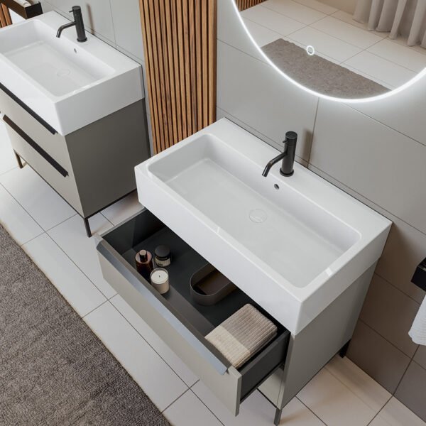 Mobile bagno completo con lavabo in ceramica Collezione Camaleo 1 Acquaceramica Colavene, vista alternativa, per arredo bagno – Tuttidea