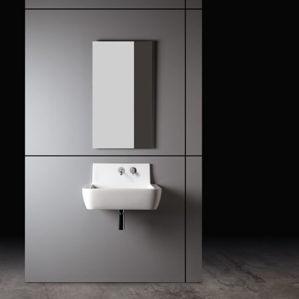 Lavabo sospeso o da appoggio 60×48 cm in ceramica Radici AXA con due fori, per arredo bagno – Tuttidea