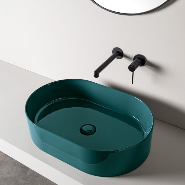 Lavabo da appoggio ovale in ceramica Collezione Mate AXA, vista 1 per arredo bagno – Tuttidea