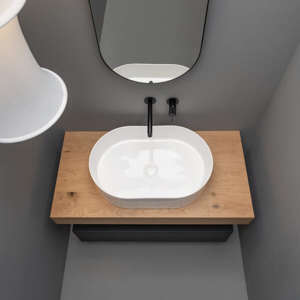Lavabo da appoggio ovale in ceramica Collezione Mate AXA, vista 2 per arredo bagno – Tuttidea