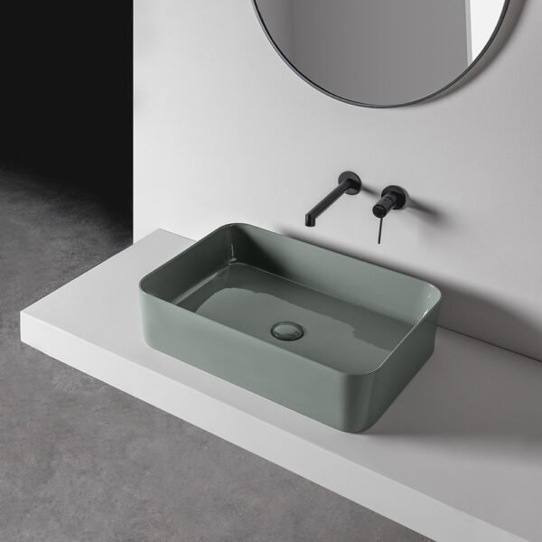 Lavabo da appoggio rettangolare in ceramica Collezione Mate AXA, vista 4 per arredo bagno – Tuttidea