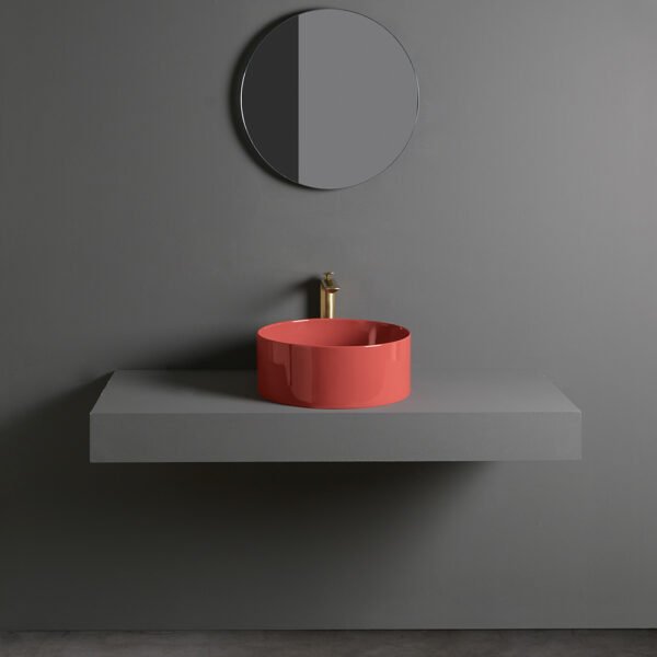 Lavabo da appoggio rotondo in ceramica Mate AXA, vista aggiuntiva per arredo bagno – Tuttidea