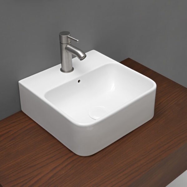 Lavabo da appoggio o sospeso in ceramica Collezione Normal 01C-02C-NET AXA, vista alternativa per arredo bagno – Tuttidea