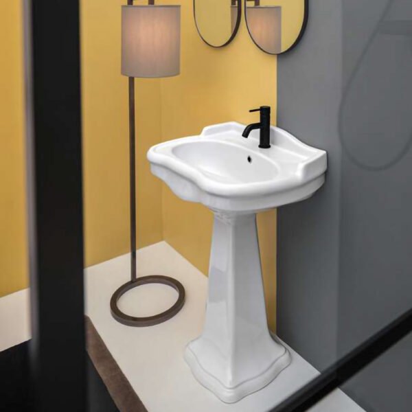 Lavabo con colonna in ceramica Contea AXA, vista 3, per arredo bagno – Tuttidea