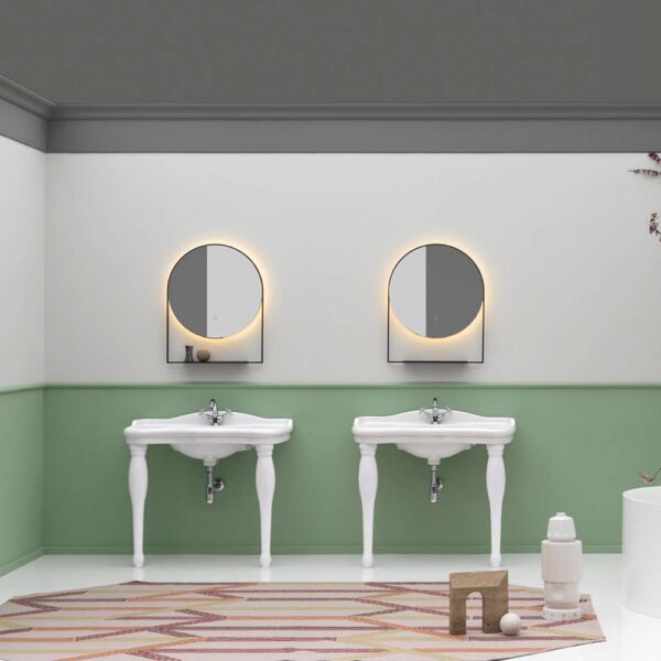 Lavabo consolle con gambe in ceramica Contea AXA, vista 2, per arredo bagno – Tuttidea