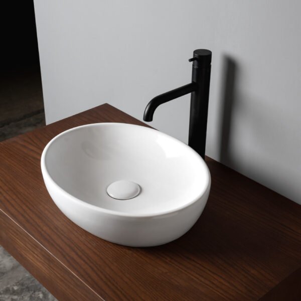 Lavabo ovale H10 40x32 cm in ceramica AXA da appoggio o sottopiano per arredo bagno – Tuttidea