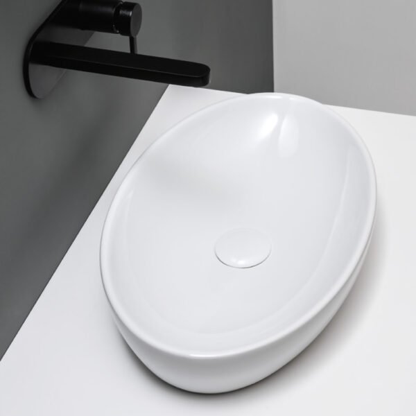 Lavabo ovale H10 50x32 cm in ceramica AXA da appoggio o sottopiano per arredo bagno – Tuttidea