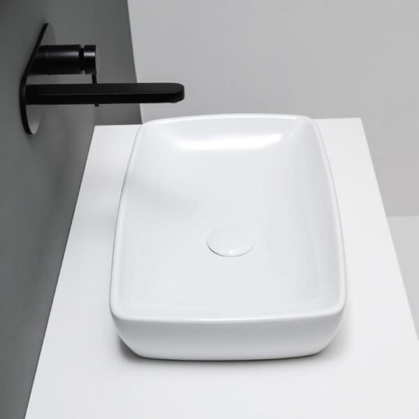 Lavabo rettangolare H10 50x32 cm in ceramica AXA da appoggio o sottopiano per arredo bagno – Tuttidea
