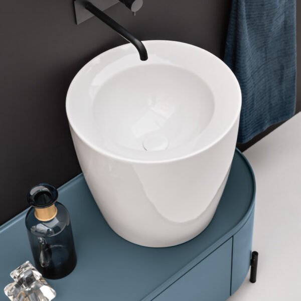Lavabo semi freestanding Kracklite AXA con lavabo in ceramica, collezione Kracklite AXA per arredo bagno – Tuttidea