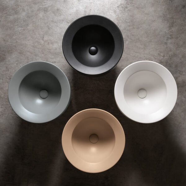 Lavabo semi freestanding Kracklite AXA, vista alternativa 2 con lavabo in ceramica, collezione Kracklite AXA per arredo bagno – Tuttidea