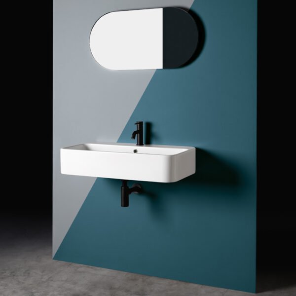 Lavabo sospeso in ceramica Cosa AXA disponibile da 80 o 100 cm