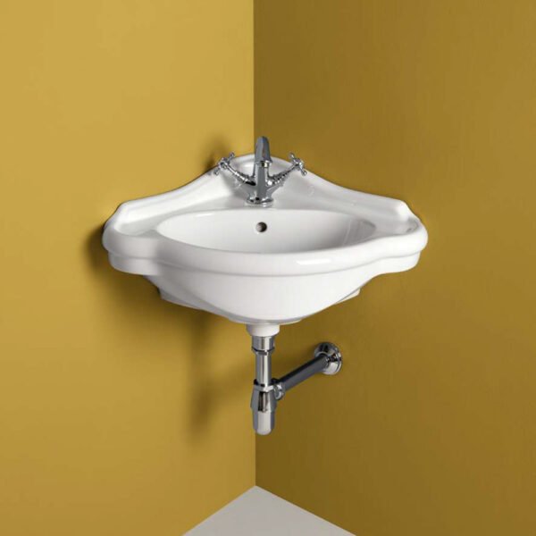 Lavabo sospeso angolare 60×48 cm in ceramica Collezione Contea AXA per arredo bagno – Tuttidea