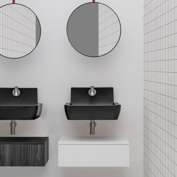 Lavabo sospeso o da appoggio 60×48 cm in ceramica Collezione Radici AXA per arredo bagno – Tuttidea