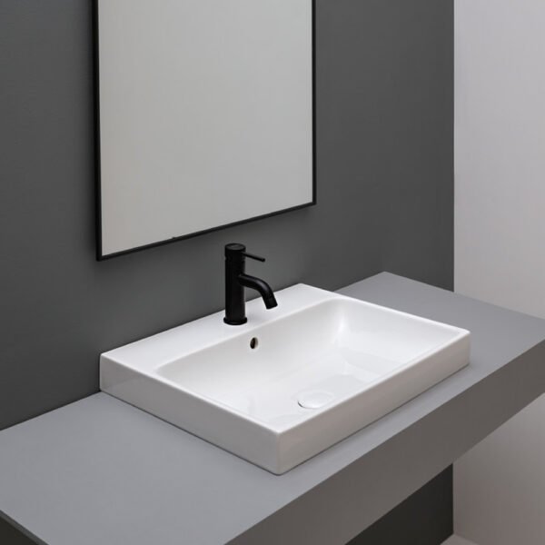 Lavabo sospeso, da appoggio o incasso in ceramica Collezione Normal AXA, vista alternativa per arredo bagno – Tuttidea