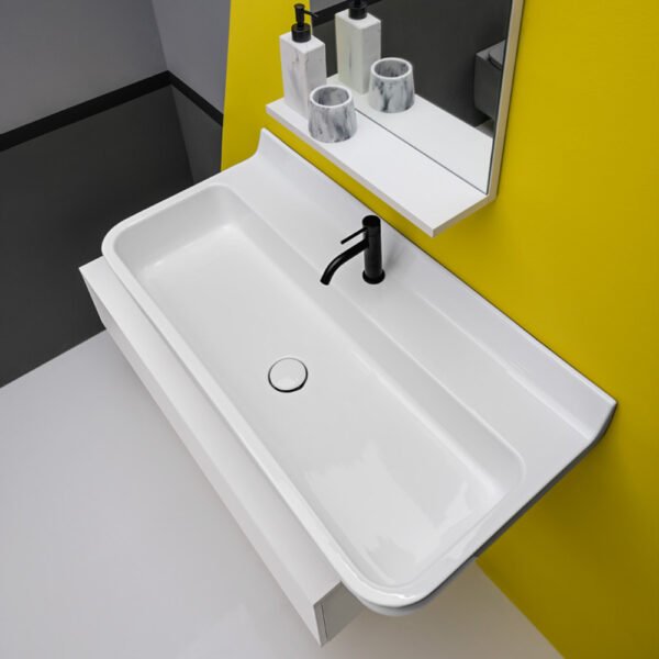 Lavabo sospeso in ceramica Radici AXA, vista dall'alto per arredo bagno – Tuttidea