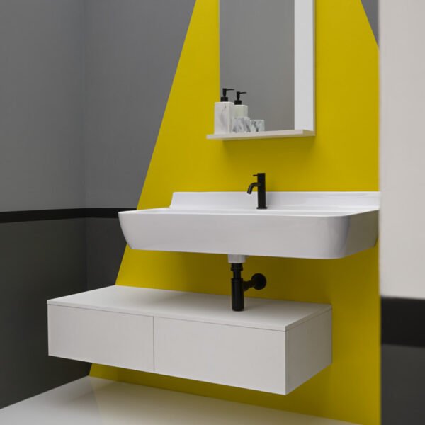 Lavabo sospeso in ceramica Radici AXA, vista frontale per arredo bagno – Tuttidea