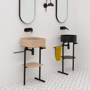 Mobile bagno a terra con lavabo quadrato in ceramica Collezione Mate AXA ceramica