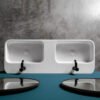 Mobile bagno a terra 140 cm con lavabo doppia vasca in ceramica Cosa AXA, vista alternativa