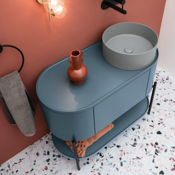 Mobile bagno Madia ovale con lavabo in ceramica Mate AXA per arredo bagno – Tuttidea