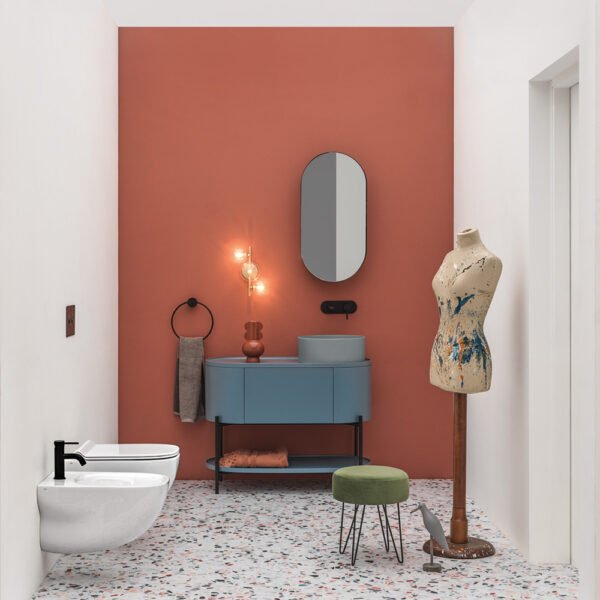 Mobile bagno Madia ovale con lavabo in ceramica Mate AXA, vista alternativa per arredo bagno – Tuttidea