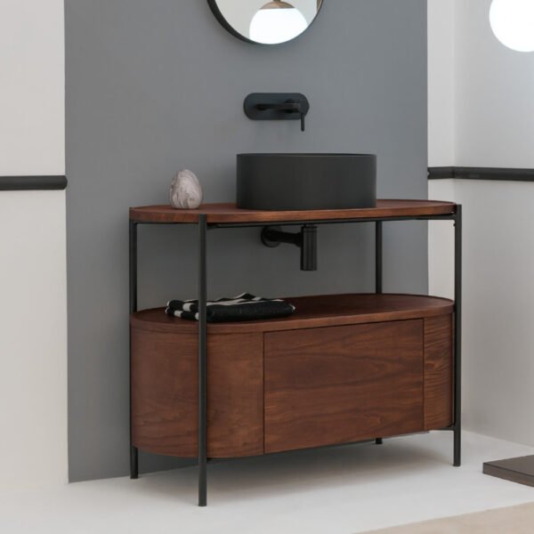 Mobile bagno Madia ovale AXA Ceramica con cassetto e ripiano, vista catalogo 391 per arredo bagno – Tuttidea