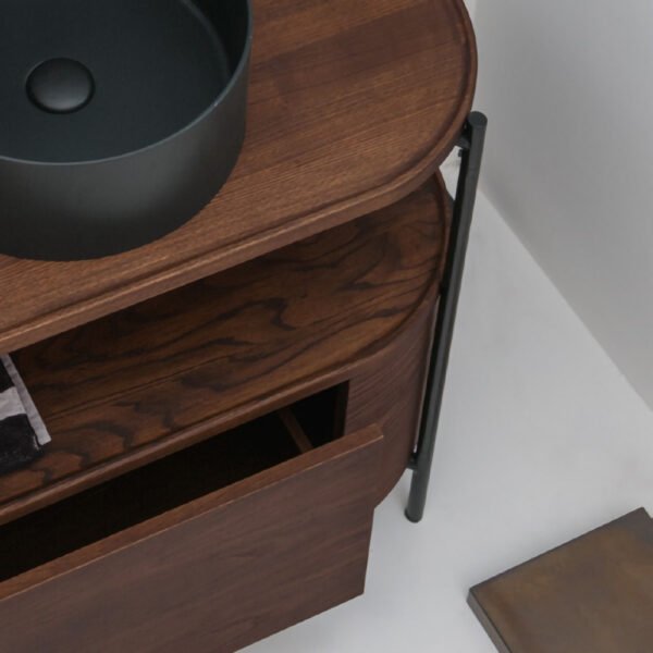 Mobile bagno Madia ovale AXA Ceramica con cassetto e ripiano, vista catalogo 392 per arredo bagno – Tuttidea