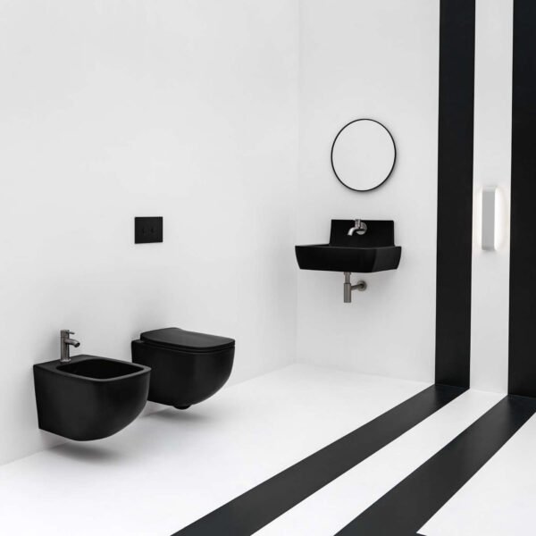 Vaso e bidet sospesi in ceramica White Jam AXA, vista alternativa 2, per arredo bagno – Tuttidea