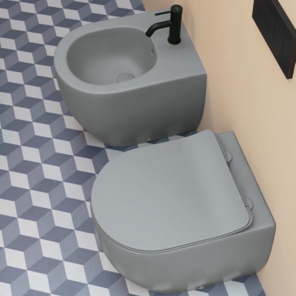 Vaso e bidet a terra in ceramica Glomp AXA, vista alternativa 2, per arredo bagno – Tuttidea