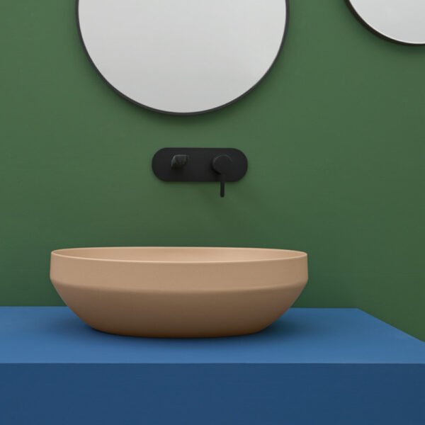 Lavabo da appoggio ovale 50×35 cm in ceramica Collezione Decus AXA per arredo bagno – Tuttidea