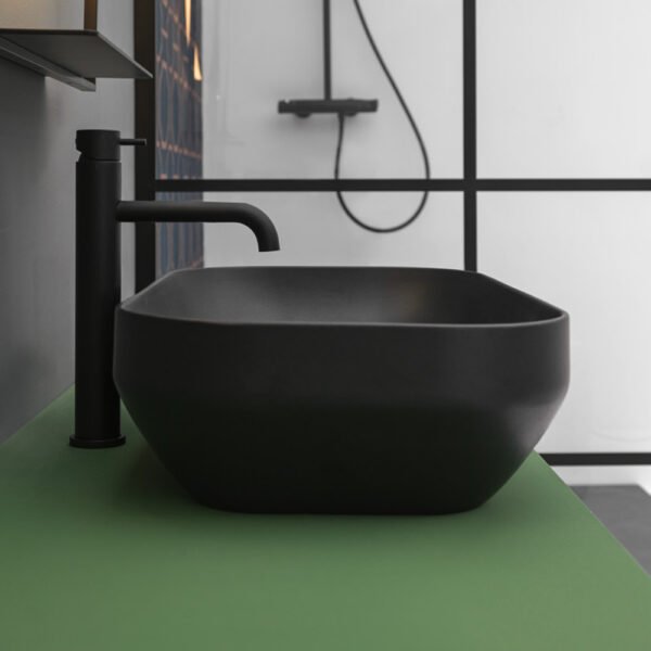 Lavabo da appoggio rettangolare 60×35 cm in ceramica Collezione Decus AXA per arredo bagno – Tuttidea