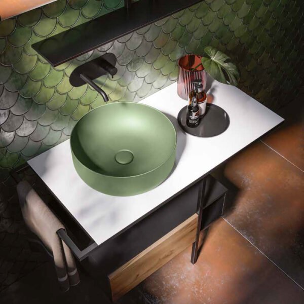 Lavabo da appoggio rotondo in ceramica 40 cm Nolita Kerasan per arredo bagno – Tuttidea