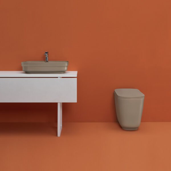 Miniatura Lavabo da appoggio 60×43 cm con WC in ceramica Collezione Tribeca Kerasan per arredo bagno – Tuttidea