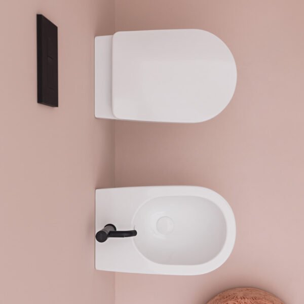 Wc e Bidet a terra in ceramica Collezione Eva AXA vista alternativa per arredo bagno – Tuttidea