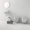 WC e bidet sospesi con lavabo in ceramica Nolita Kerasan per arredo bagno – Tuttidea