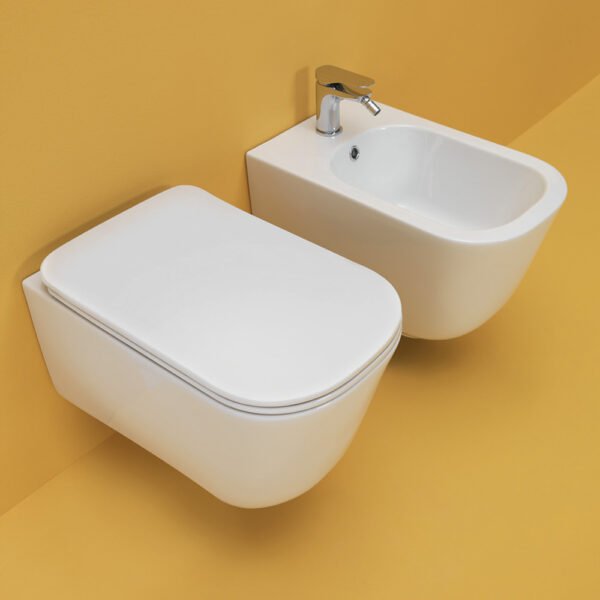 WC e bidet sospesi in ceramica Tribeca Kerasan per arredo bagno – Tuttidea