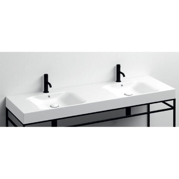 Lavabo da appoggio in ceramica 140x45 cm doppia vasca Collezione Cento Kerasan per arredo bagno – Tuttidea