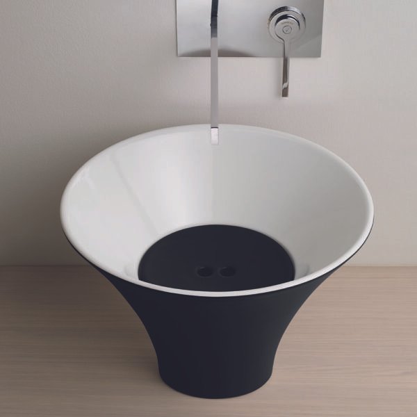 Lavabo da appoggio Flute in ceramica nero matt Collezione Decò Kerasan, vista alternativa per arredo bagno – Tuttidea