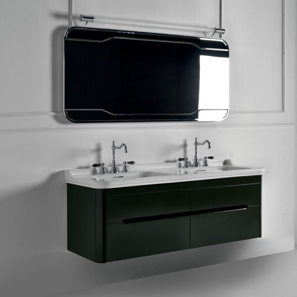 Lavabo in ceramica con mobile sospeso 150 cm Waldorf Kerasan vista frontale per arredo bagno – Tuttidea