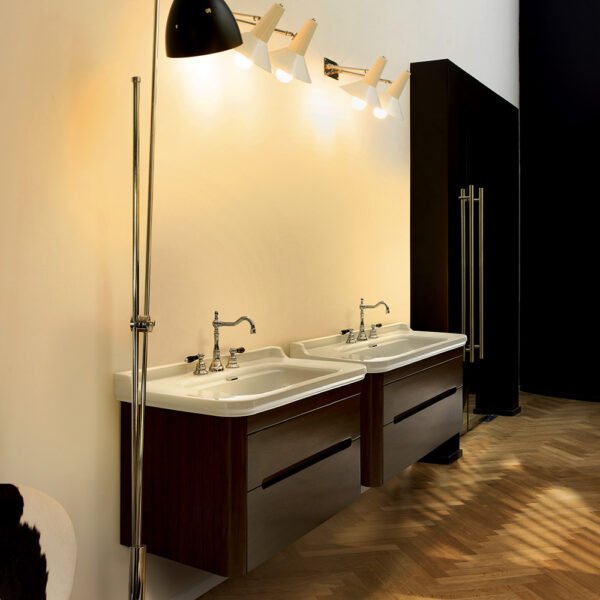 Lavabo in ceramica con mobile sospeso 80 o 100 cm Waldorf Kerasan vista principale per arredo bagno – Tuttidea