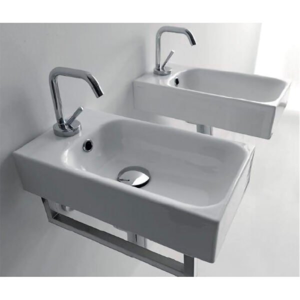 Lavabo sospeso centrale in ceramica 45x25 cm Collezione Cento Kerasan per arredo bagno – Tuttidea