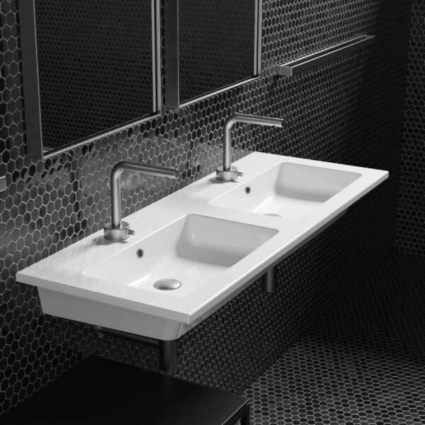 Lavabo sospeso o da incasso Eden Galassia doppia vasca per arredo bagno – Tuttidea