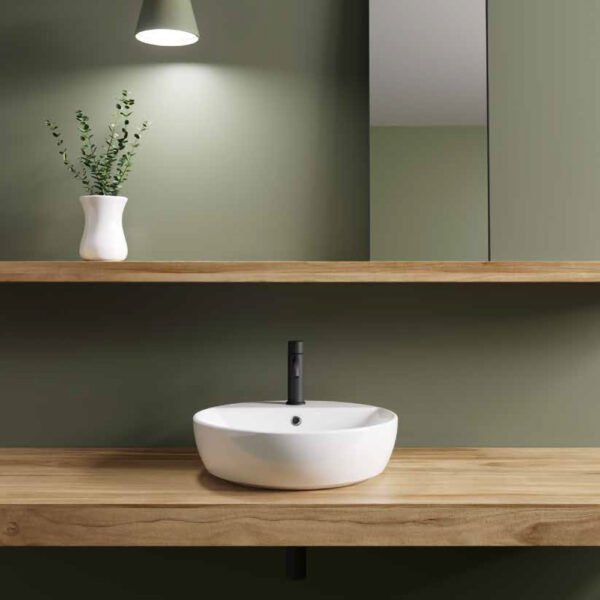 Lavabo tondo M2 48 cm Galassia, vista alternativa in ceramica per arredo bagno – Tuttidea