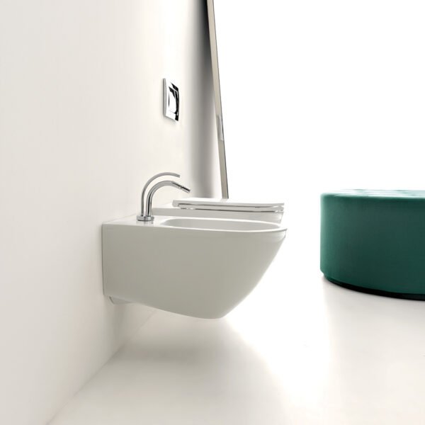 Miniatura WC e bidet sospesi in ceramica Aquatech Kerasan, vista alternativa per arredo bagno – Tuttidea