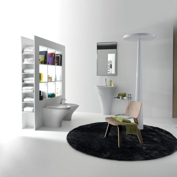 Miniatura vista alternativa WC e bidet a terra in ceramica Aquatech Kerasan per arredo bagno – Tuttidea