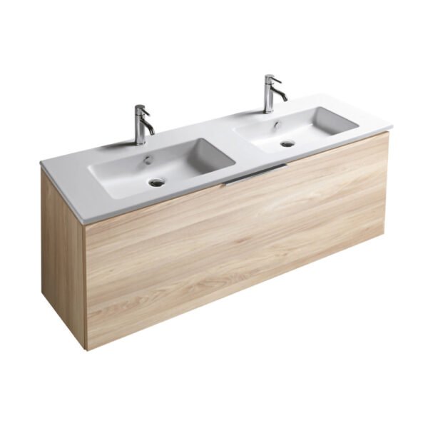 Mobile bagno sospeso Eden con lavabo doppia vasca in ceramica 139×45 cm Galassia per arredo bagno – Tuttidea