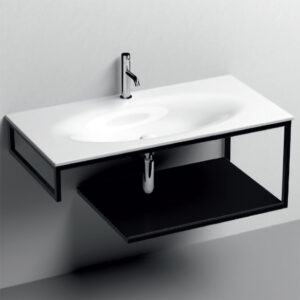 Lavabo con struttura sospesa ripiano Nero Louise Serie Shape Kerasan